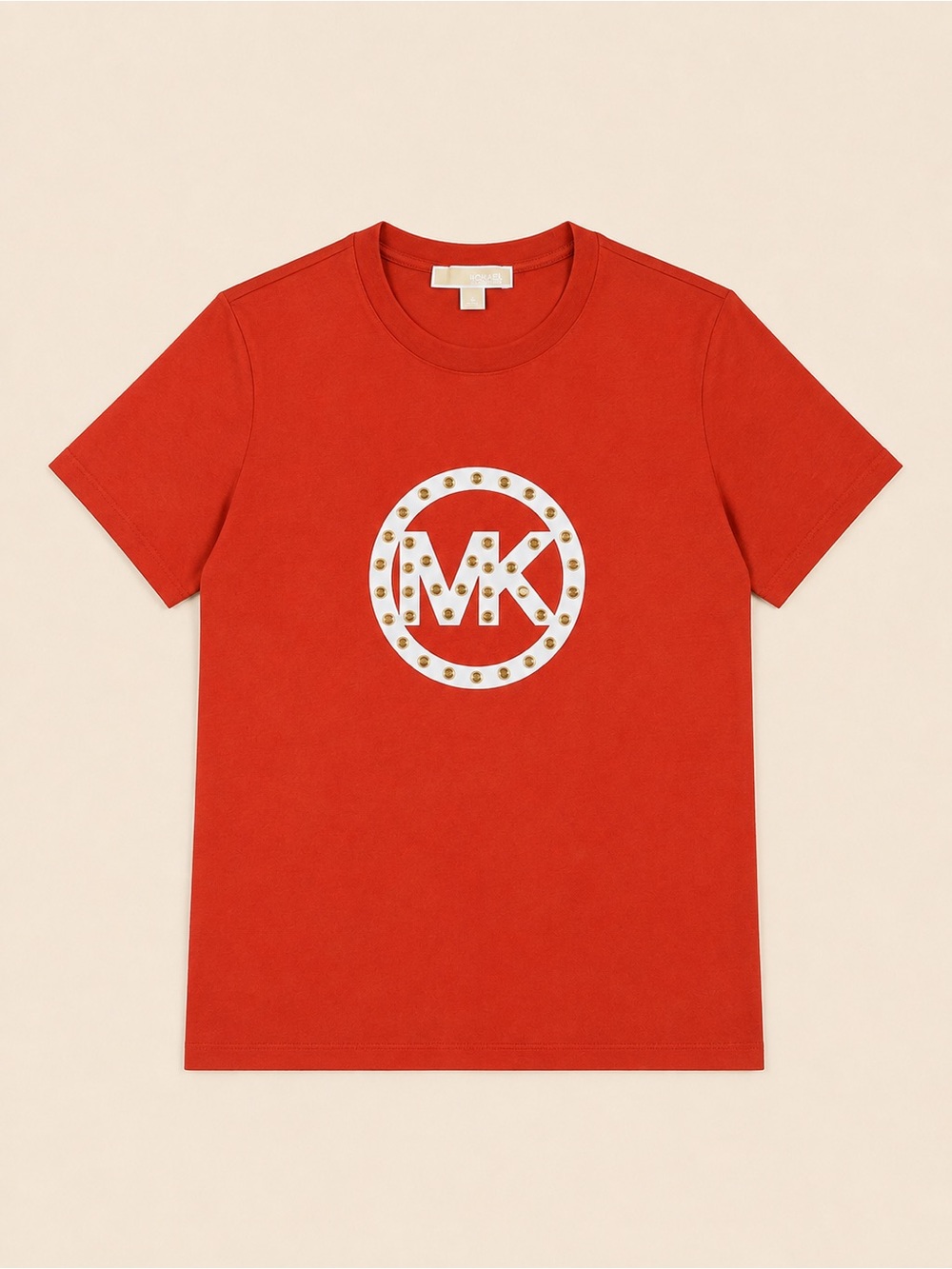 Michael Kors Orange Studded Logo T-Shirt Size S